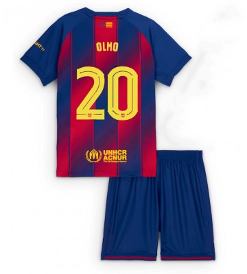 Barcelona Dani Olmo #20 Replik Heimtrikot Kinder 2025-26 Kurzarm (+ Kurze Hosen)